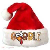 Gobble Thanksgiving Turkey Face Funny Cute Gift Santa Hat thumb 0