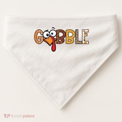Gobble Thanksgiving Turkey Face Funny Cute Gift USA-Made Doggie Bandana