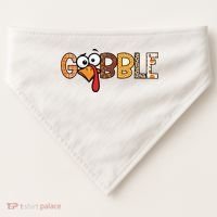Gobble Thanksgiving Turkey Face Funny Cute Gift USA-Made Doggie Bandana thumb 0