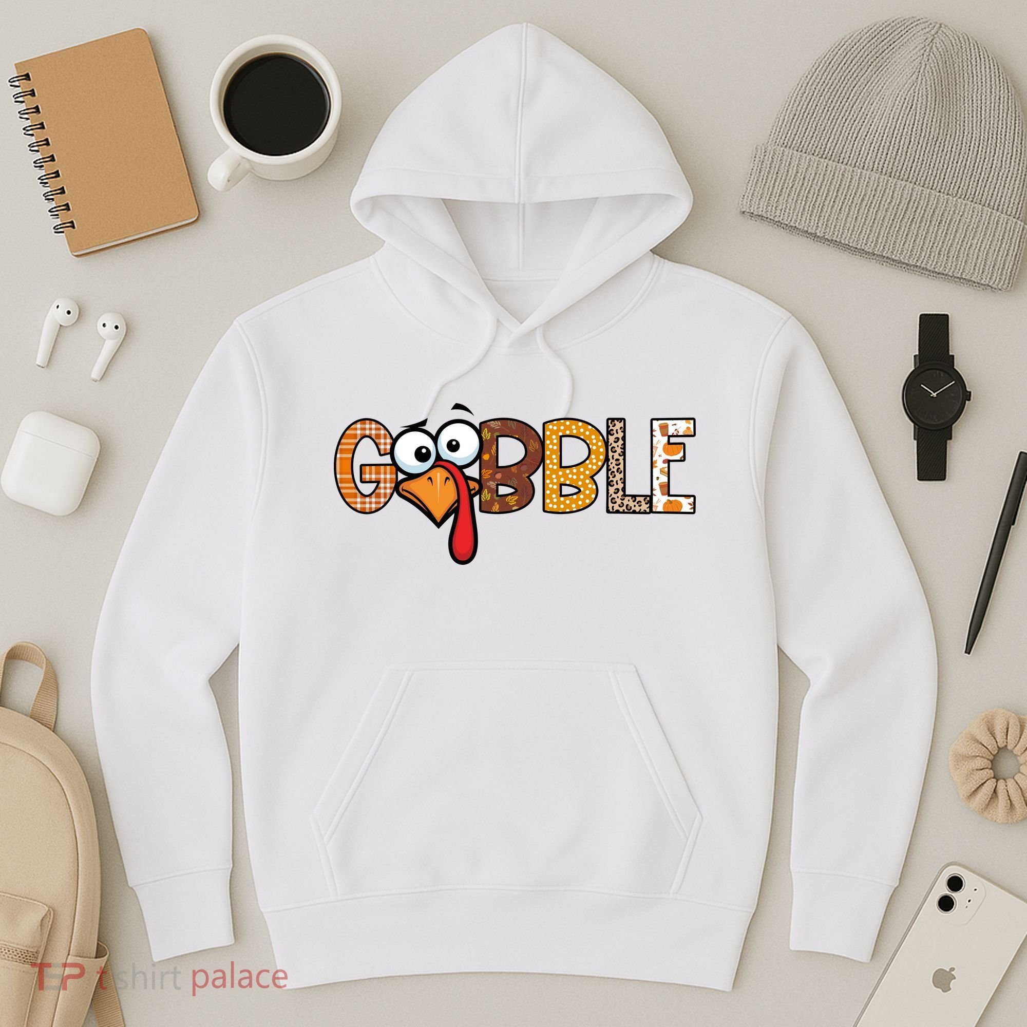 Gobble Thanksgiving Turkey Face Funny Cute Gift Hoodie