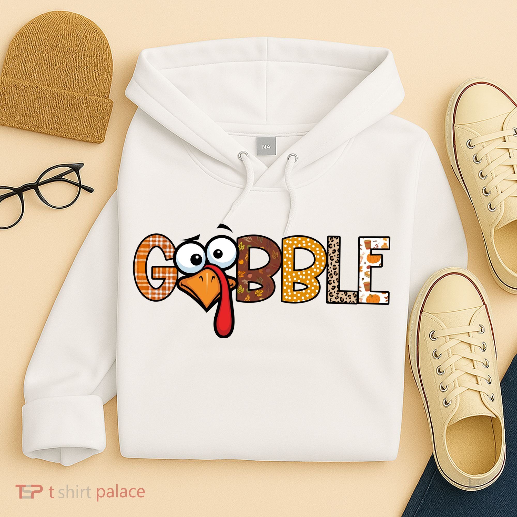 Gobble Thanksgiving Turkey Face Funny Cute Gift Hoodie