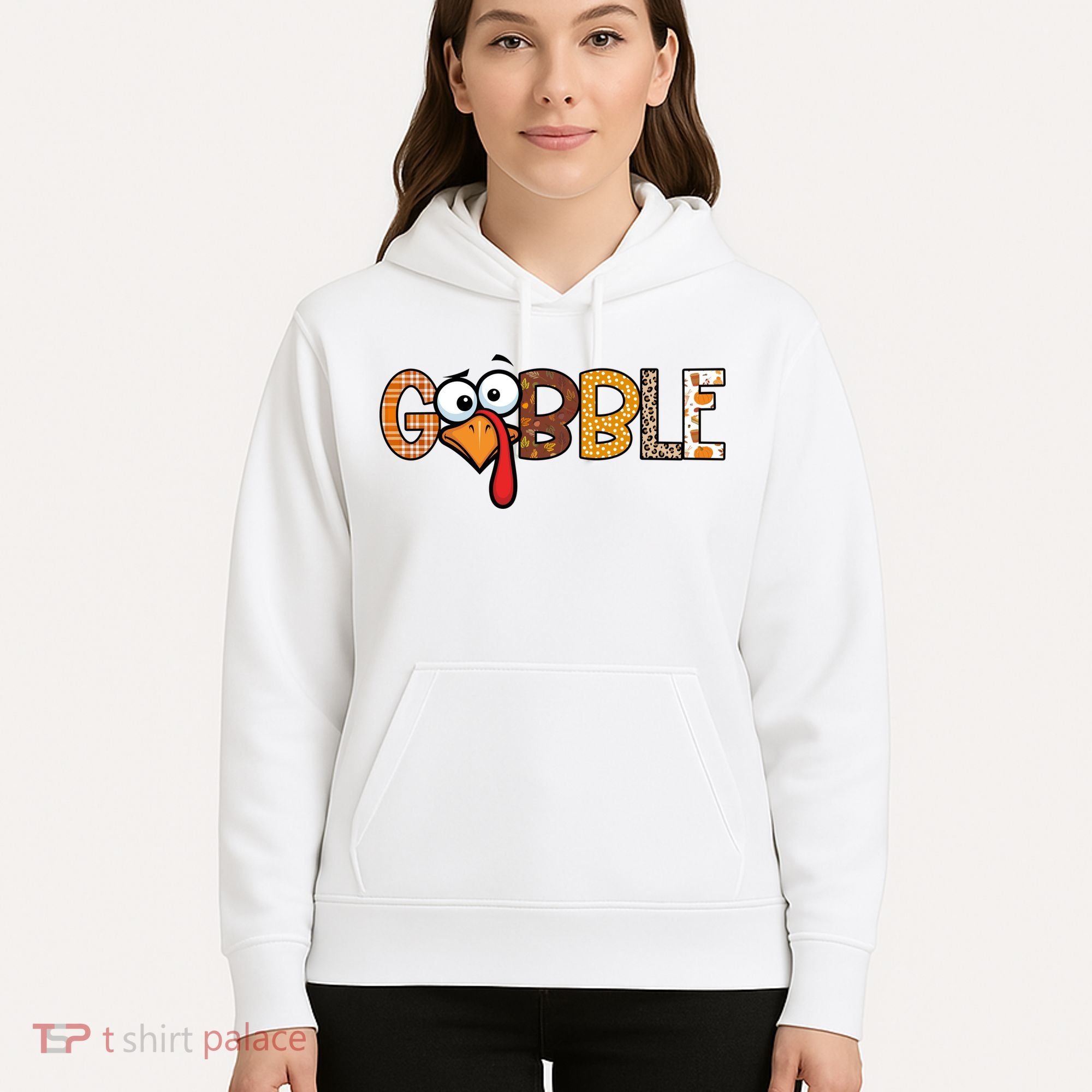 Gobble Thanksgiving Turkey Face Funny Cute Gift Hoodie