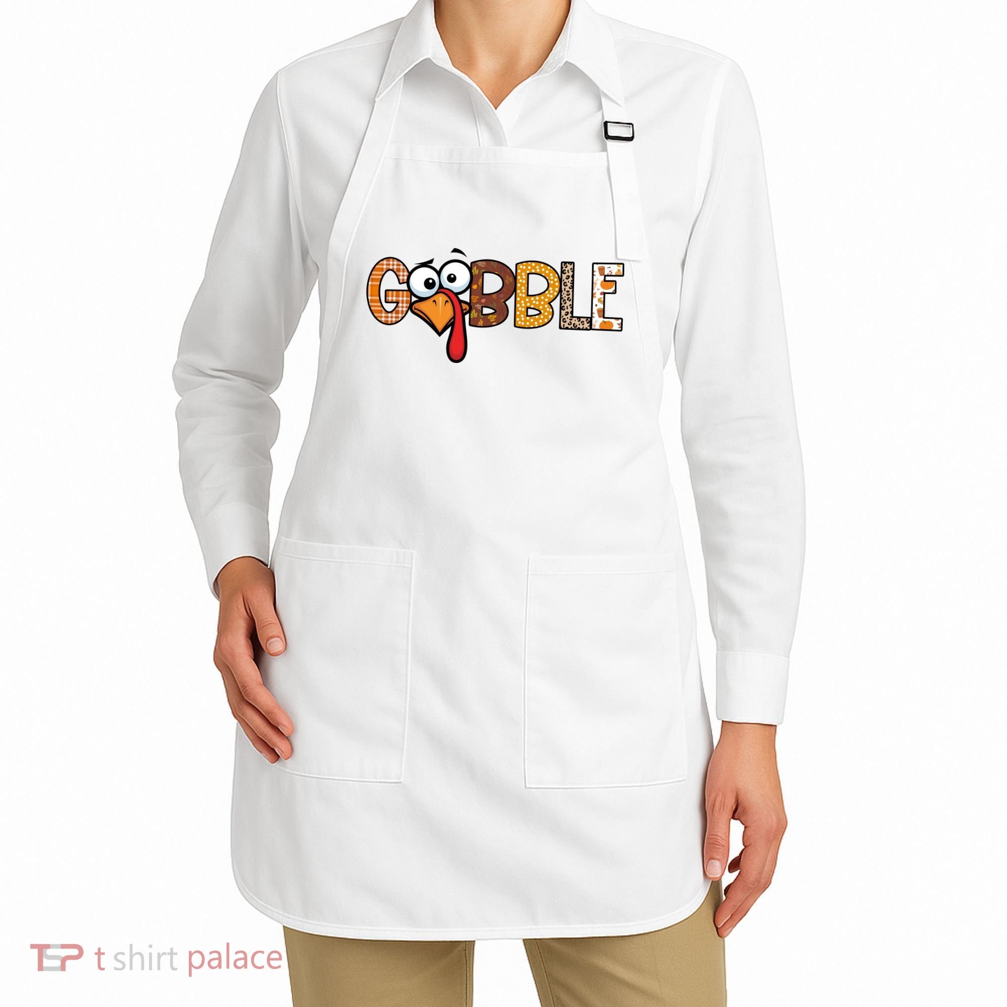 Gobble Thanksgiving Turkey Face Funny Cute Gift Apron
