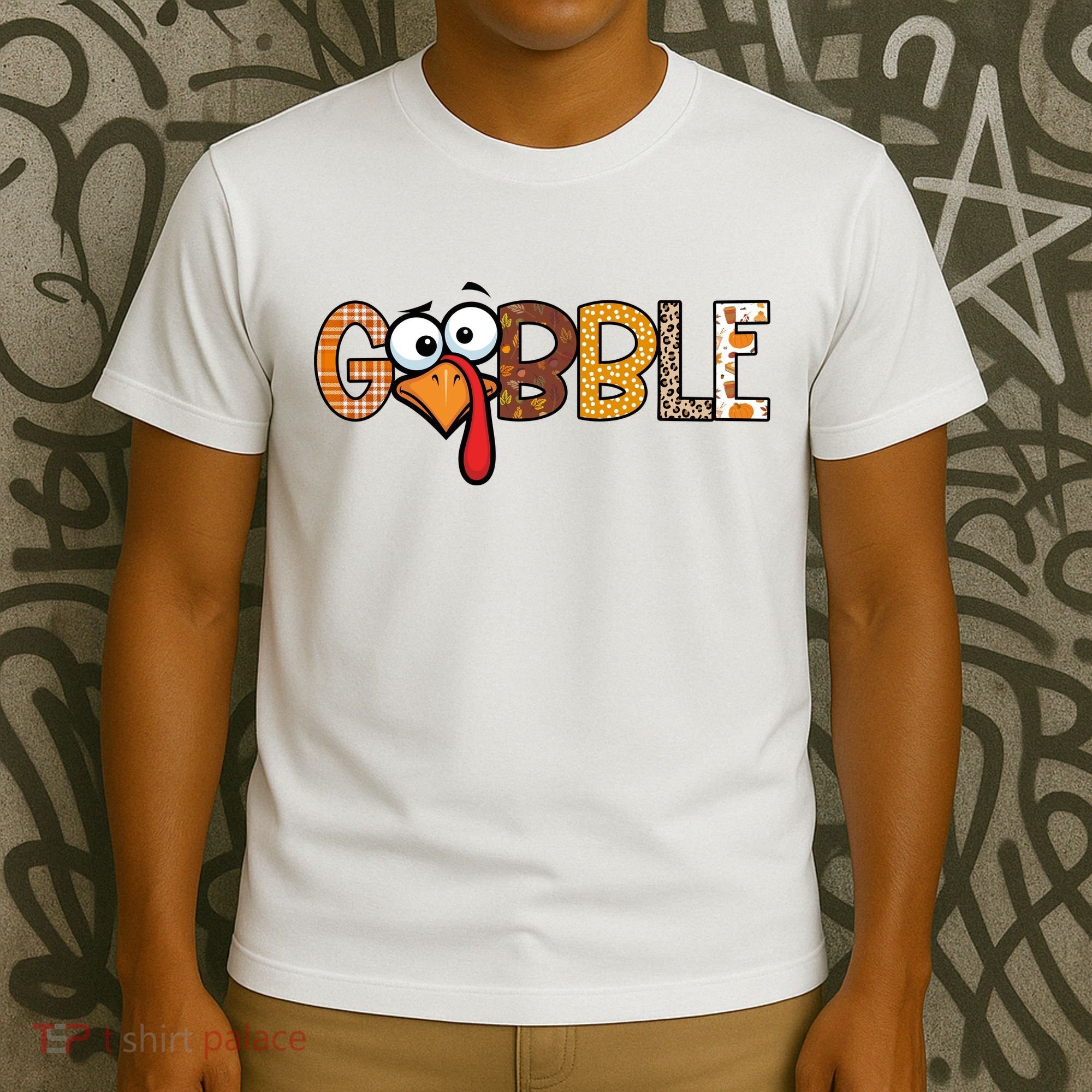 Gobble Thanksgiving Turkey Face Funny Cute Gift T-Shirt
