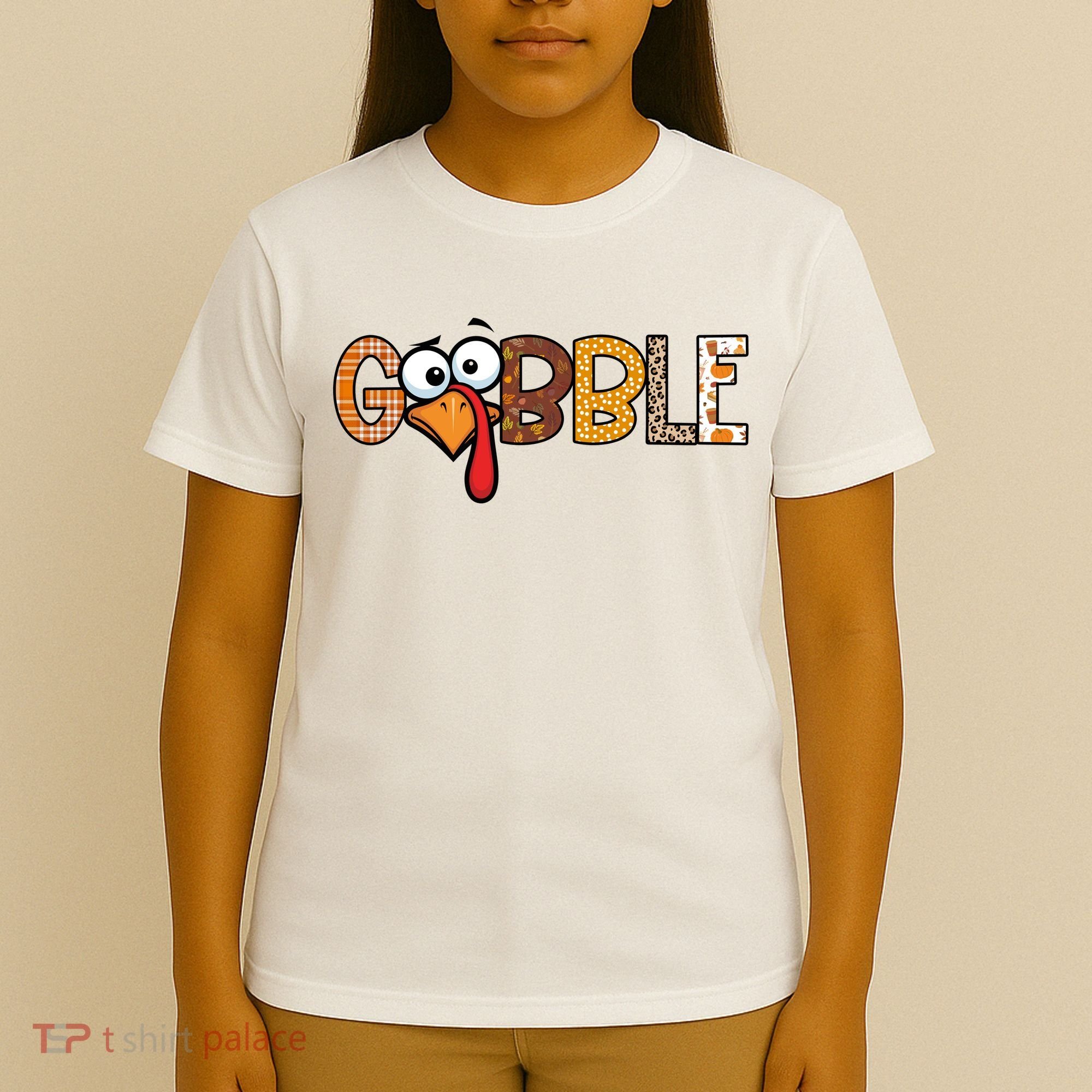Gobble Thanksgiving Turkey Face Funny Cute Gift T-Shirt