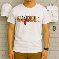 Gobble Thanksgiving Turkey Face Funny Cute Gift T-Shirt thumb 6