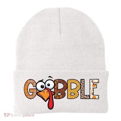 Gobble Thanksgiving Turkey Face Funny Cute Gift Beanie