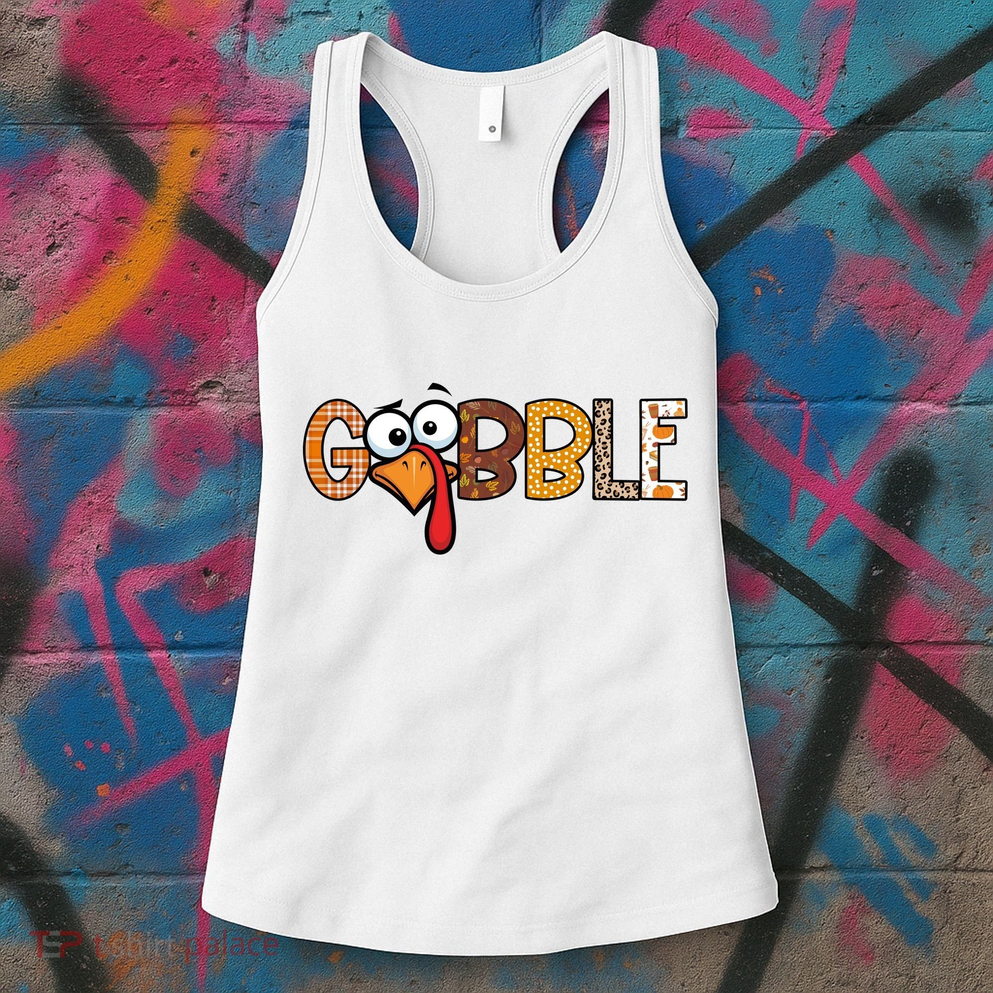 Gobble Thanksgiving Turkey Face Funny Cute Gift Women's Tank Top