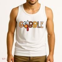Gobble Thanksgiving Turkey Face Funny Cute Gift Tank Top thumb 3