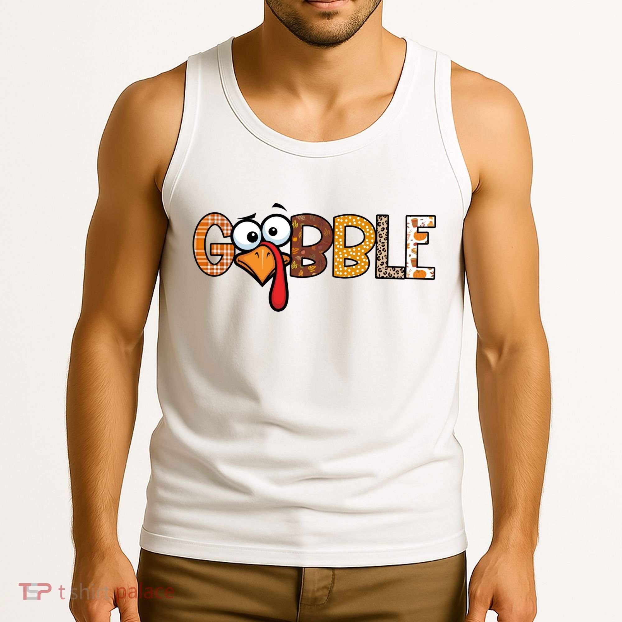 Gobble Thanksgiving Turkey Face Funny Cute Gift Tank Top