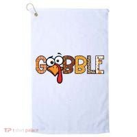 Gobble Thanksgiving Turkey Face Funny Cute Gift Golf Towel thumb 0