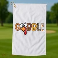 Gobble Thanksgiving Turkey Face Funny Cute Gift Golf Towel thumb 1