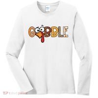 Gobble Thanksgiving Turkey Face Funny Cute Gift Women's Long Sleeve Shirt thumb 0