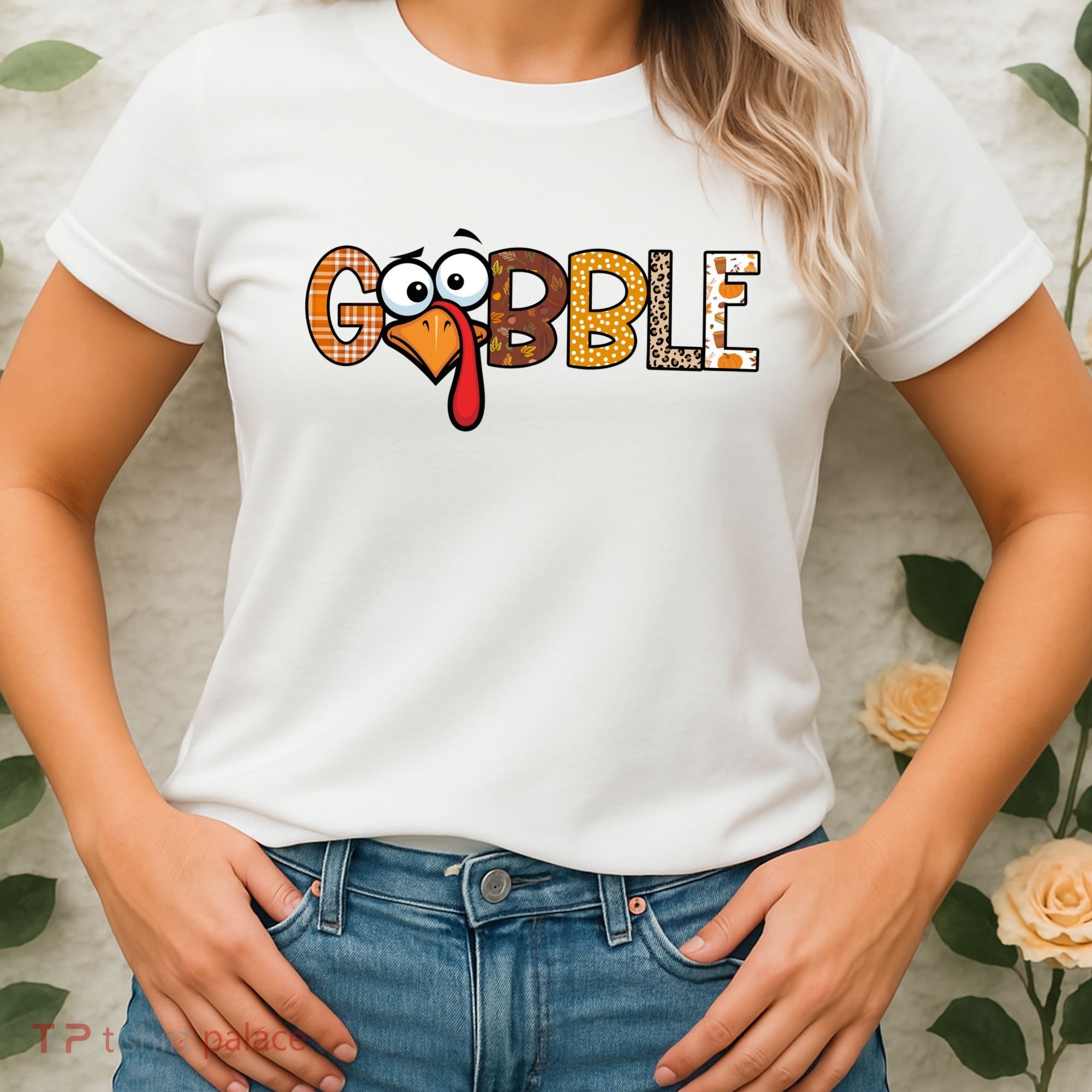 Gobble Thanksgiving Turkey Face Funny Cute Gift Women's T-Shirt