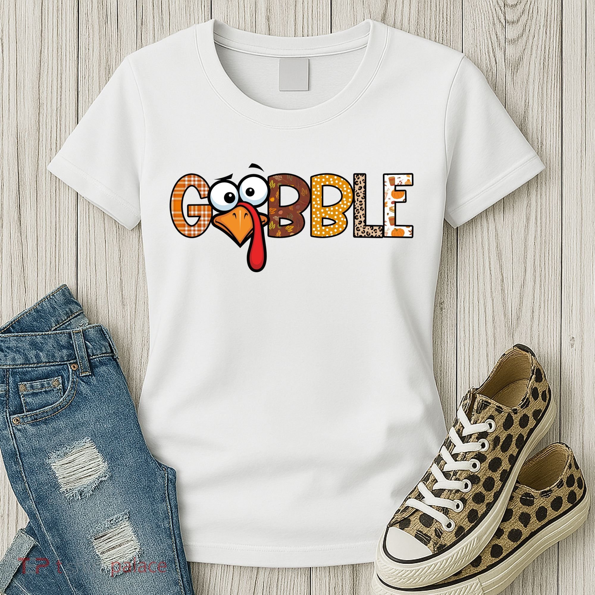 Gobble Thanksgiving Turkey Face Funny Cute Gift Women's T-Shirt