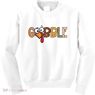 Gobble Thanksgiving Turkey Face Funny Cute Gift Kids Sweatshirt