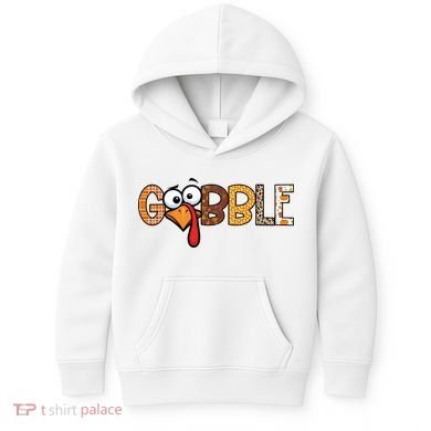 Gobble Thanksgiving Turkey Face Funny Cute Gift Kids Hoodie