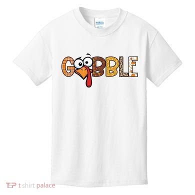 Gobble Thanksgiving Turkey Face Funny Cute Gift Kids T-Shirt