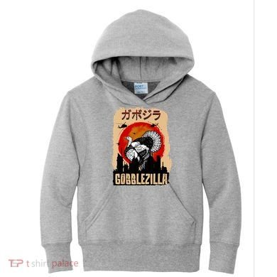 Gobblezilla Turkey Thanksgiving Kids Hoodie