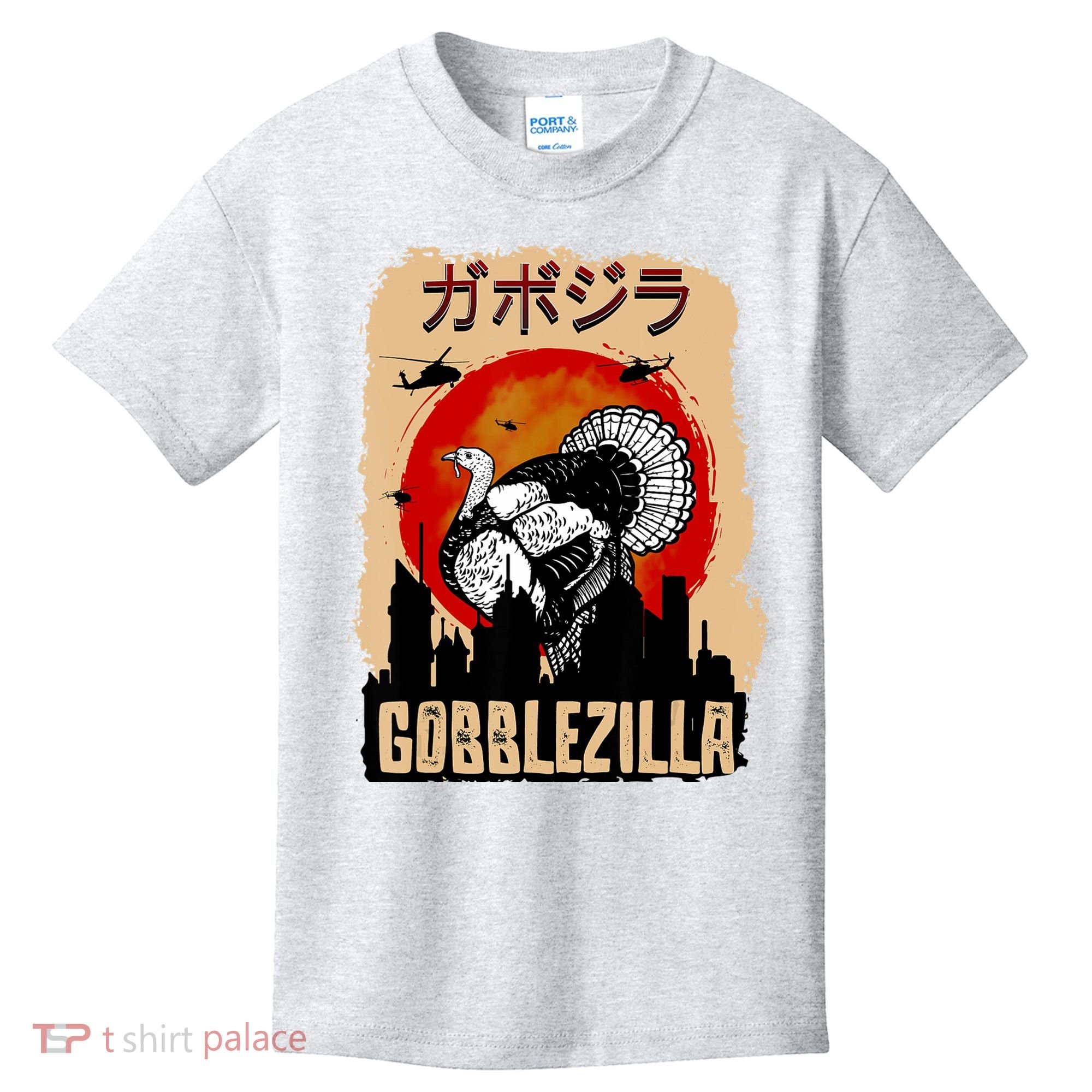 Gobblezilla Turkey Thanksgiving Kids T-Shirt