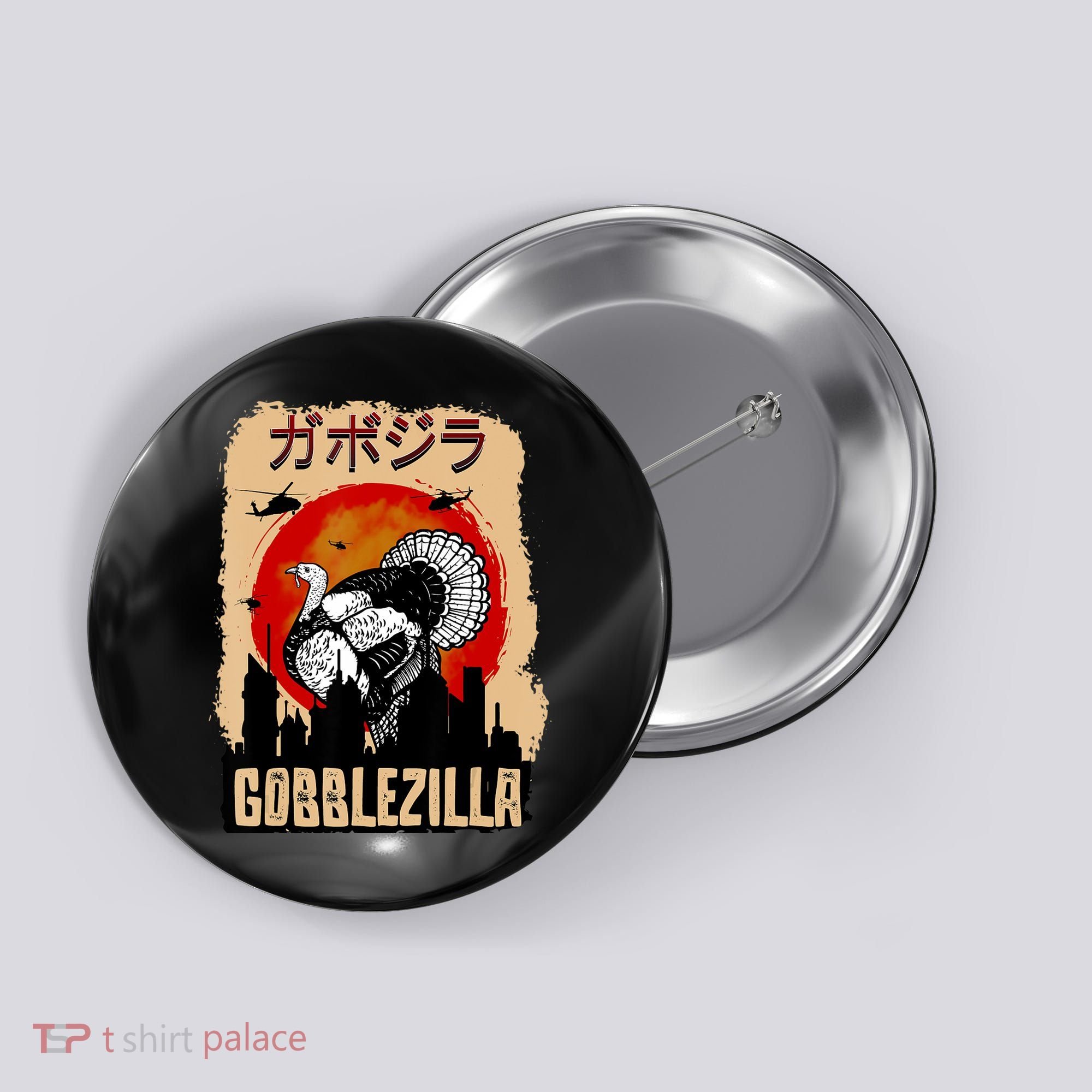 Gobblezilla Turkey Thanksgiving Button