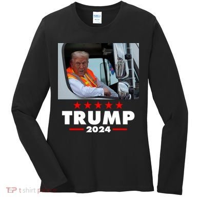 Garbage Truck Trump 2024 Women's Long Sleeve Shirt
