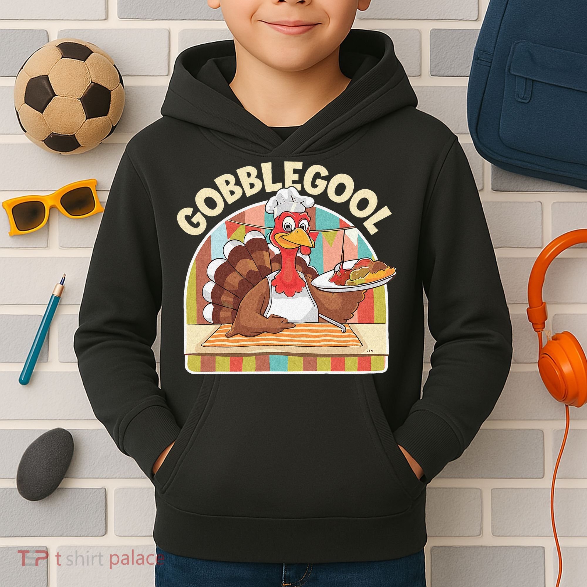 Gobblegool Turkey Thanksgiving Kids Hoodie