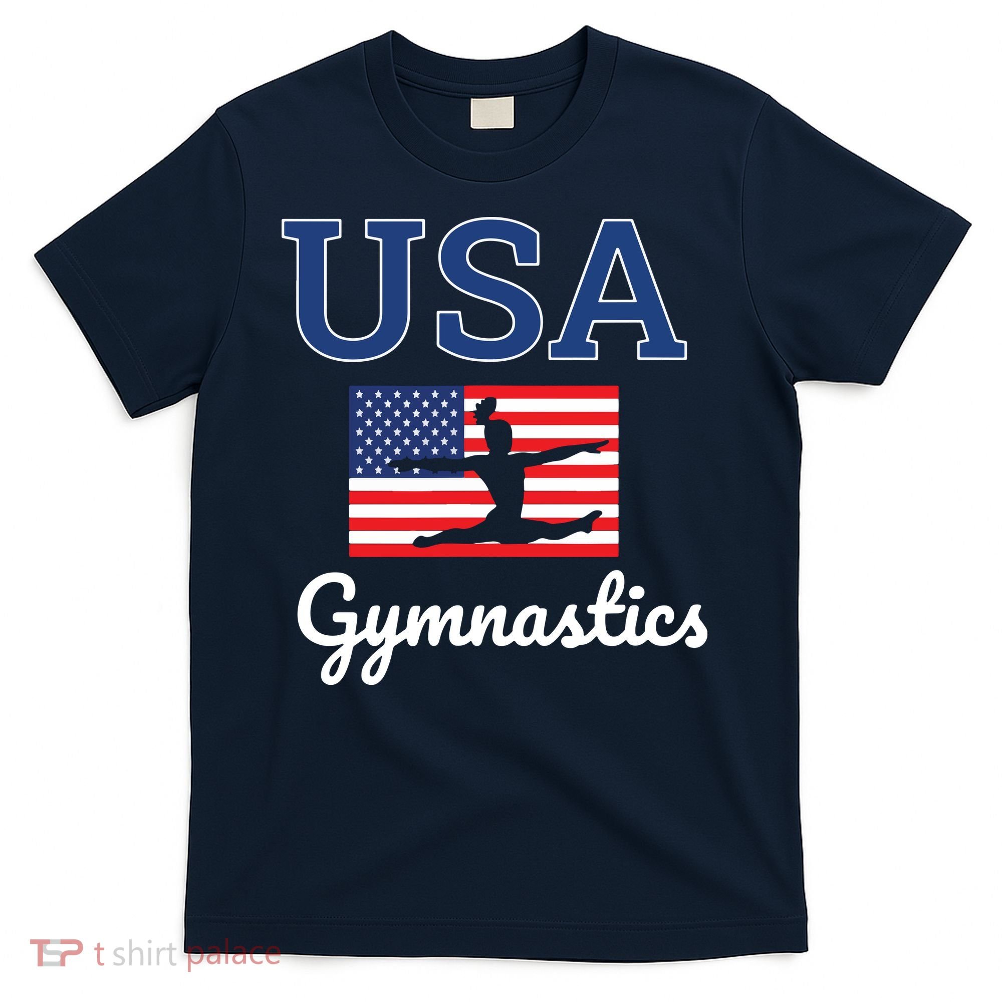 Girl Tumbling Team Gear Gymnast Gymnastics USA American Flag T-Shirt