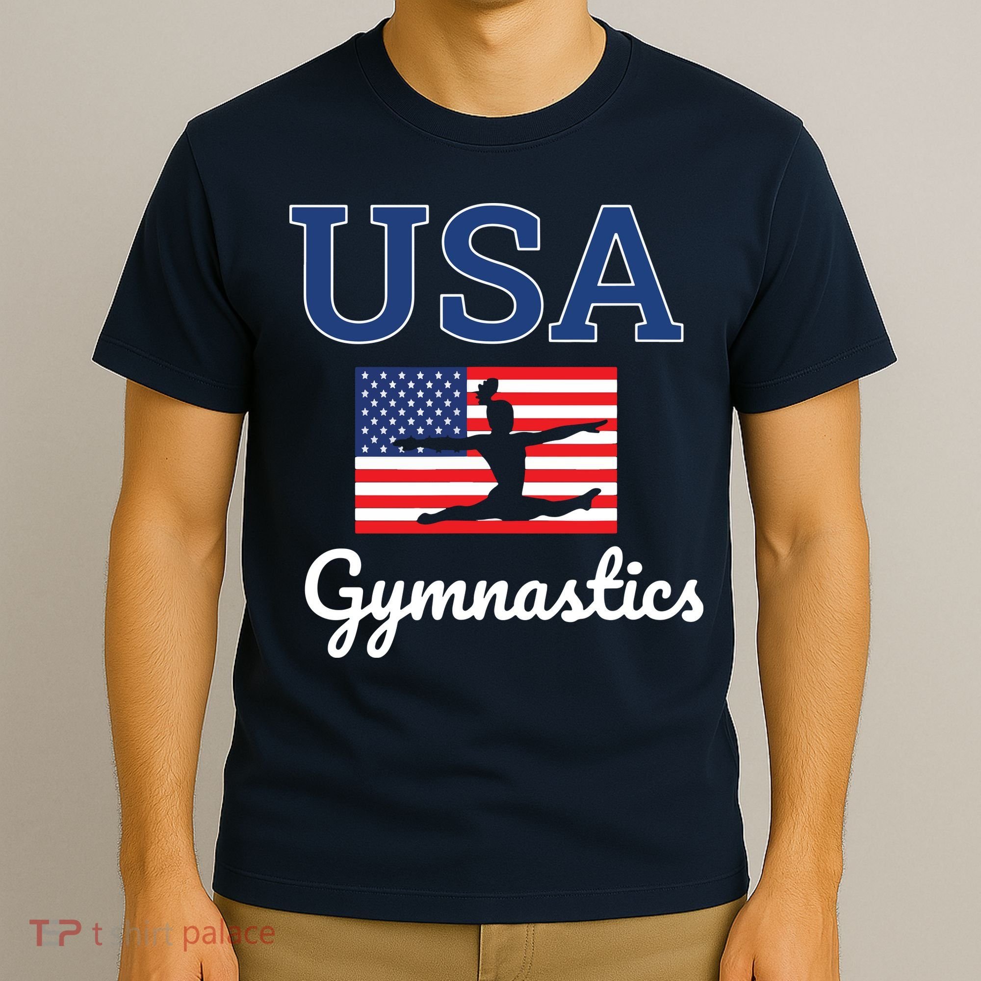 Girl Tumbling Team Gear Gymnast Gymnastics USA American Flag T-Shirt