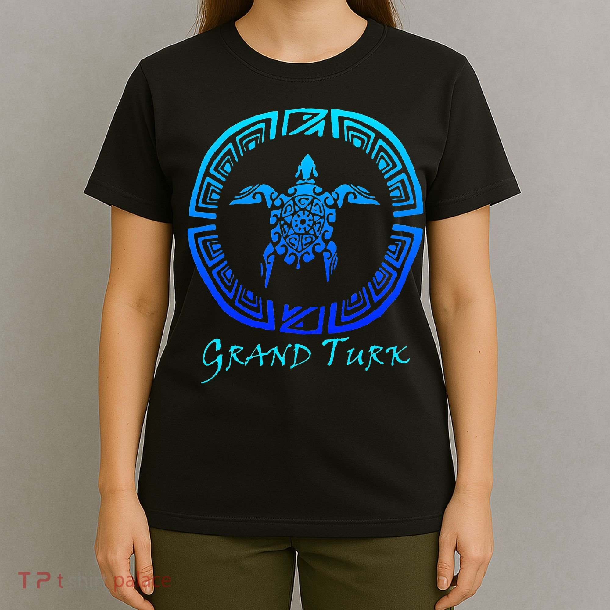 Grand Turk, Turks & Caicos Vintage Tribal Turtle Vacation T-Shirt