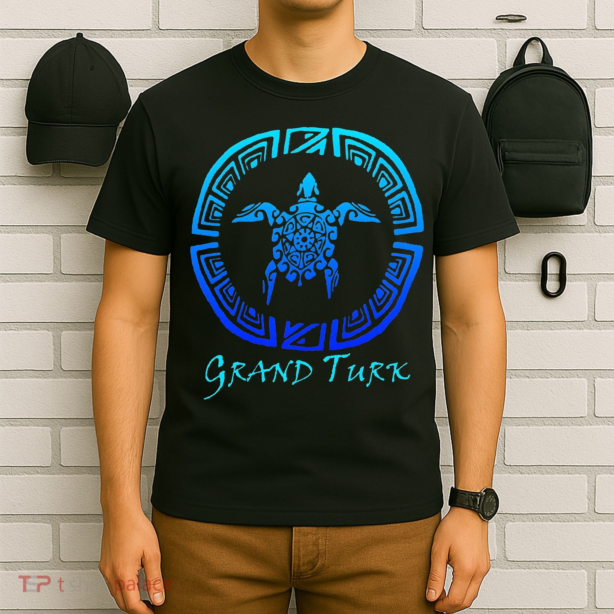 Grand Turk, Turks & Caicos Vintage Tribal Turtle Vacation T-Shirt