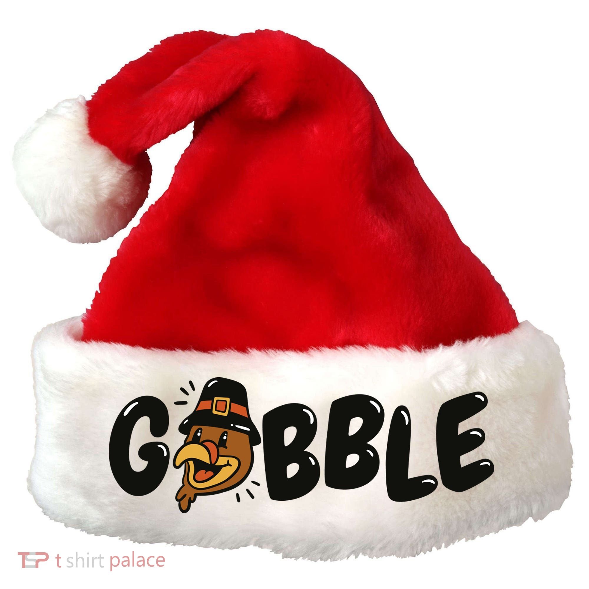 Gobble Turkey Thanksgiving Holiday Cute Santa Hat