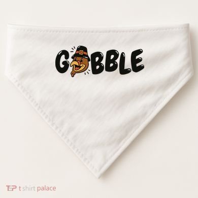 Gobble Turkey Thanksgiving Holiday Cute USA-Made Doggie Bandana