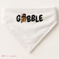 Gobble Turkey Thanksgiving Holiday Cute USA-Made Doggie Bandana thumb 0