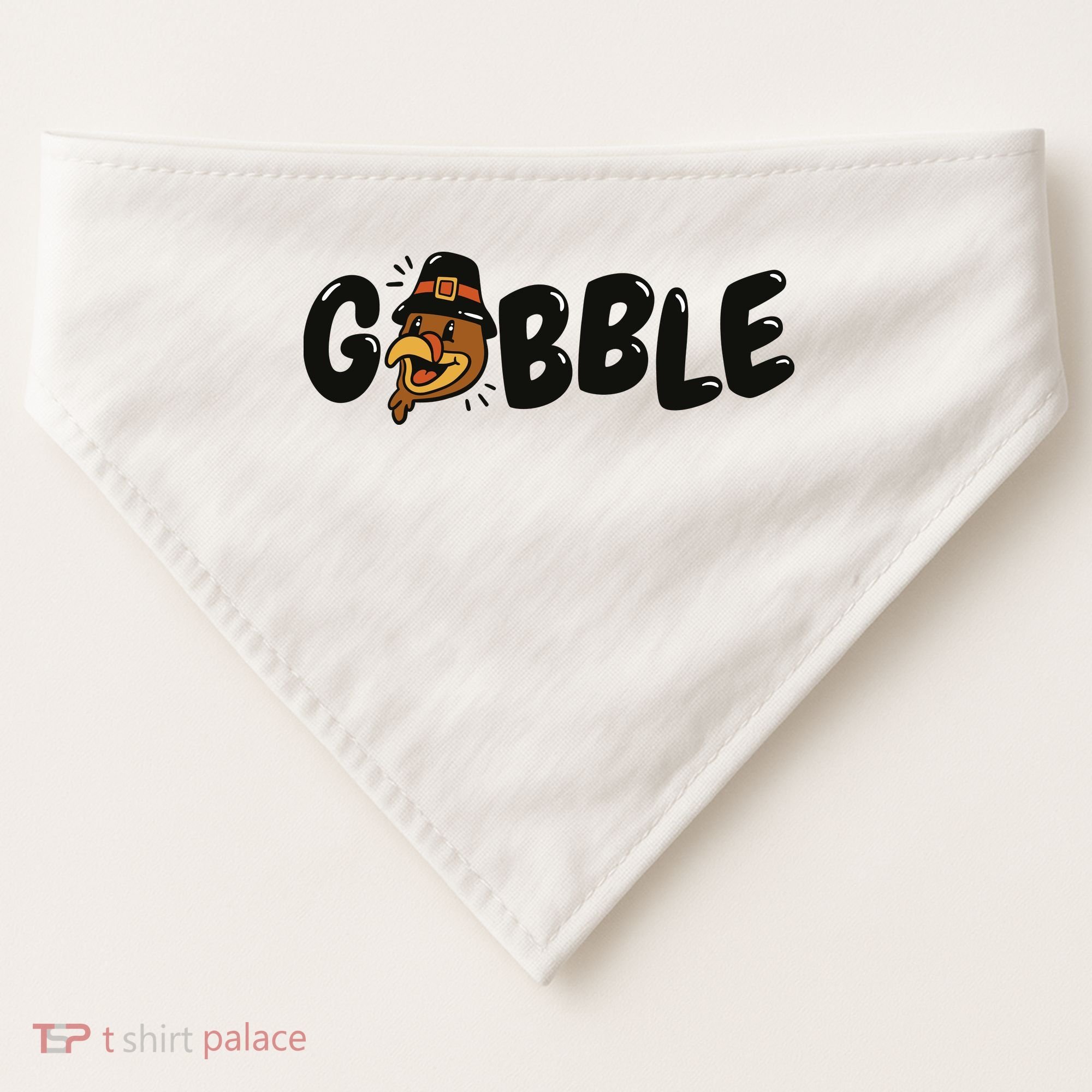 Gobble Turkey Thanksgiving Holiday Cute USA-Made Doggie Bandana