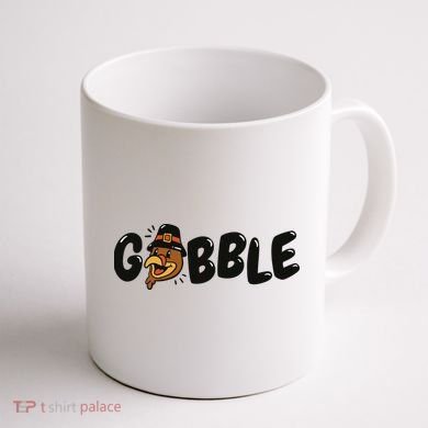 Gobble Turkey Thanksgiving Holiday Cute Coffee Mug back