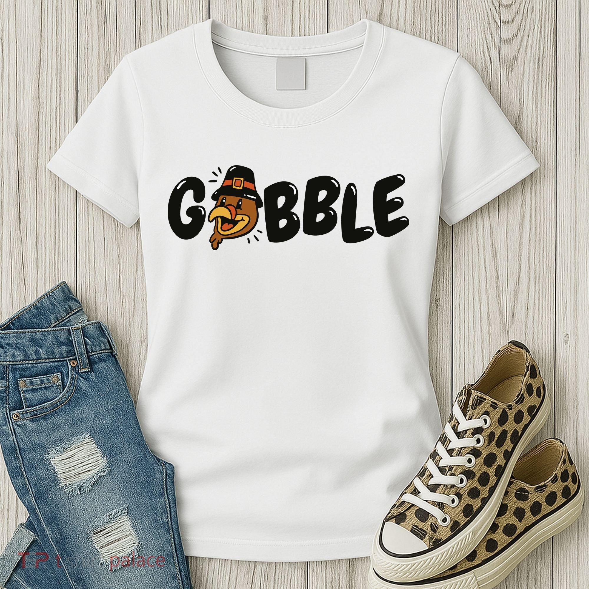 Gobble Turkey Thanksgiving Holiday Cute Women's T-Shirt