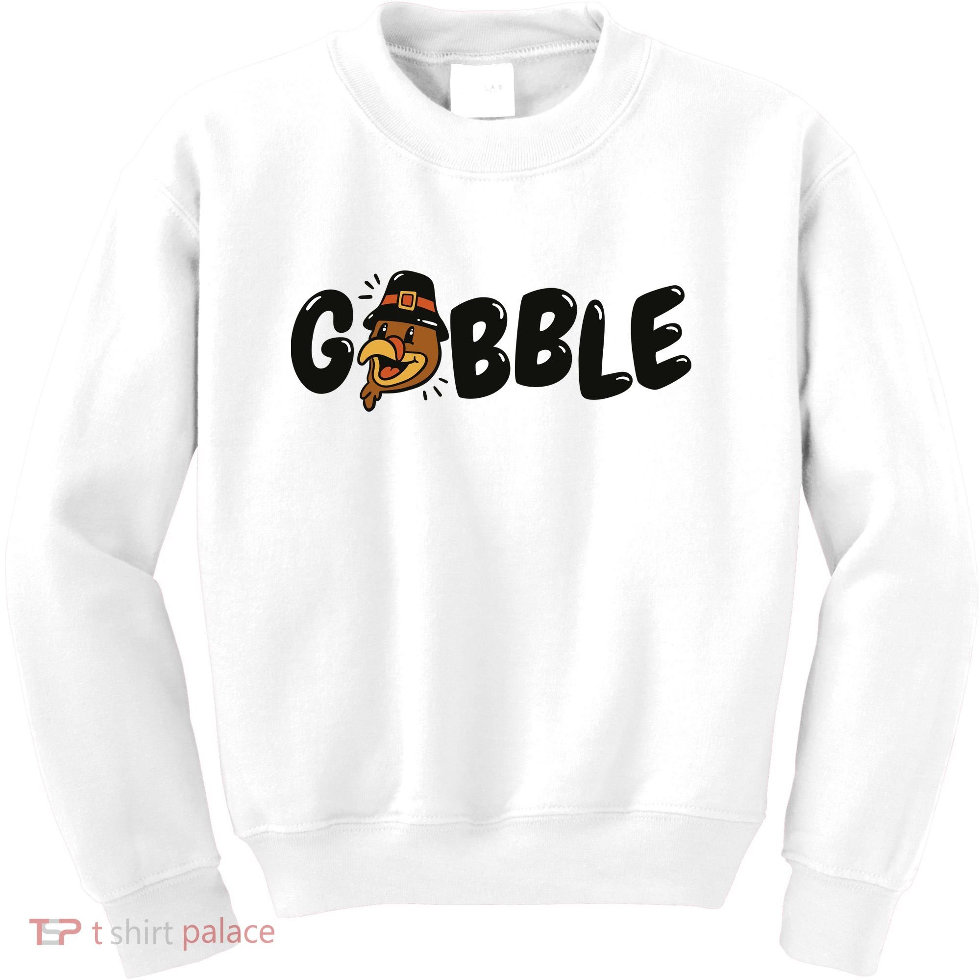 Gobble Turkey Thanksgiving Holiday Cute Kids Sweatshirt