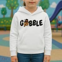 Gobble Turkey Thanksgiving Holiday Cute Kids Hoodie thumb 3