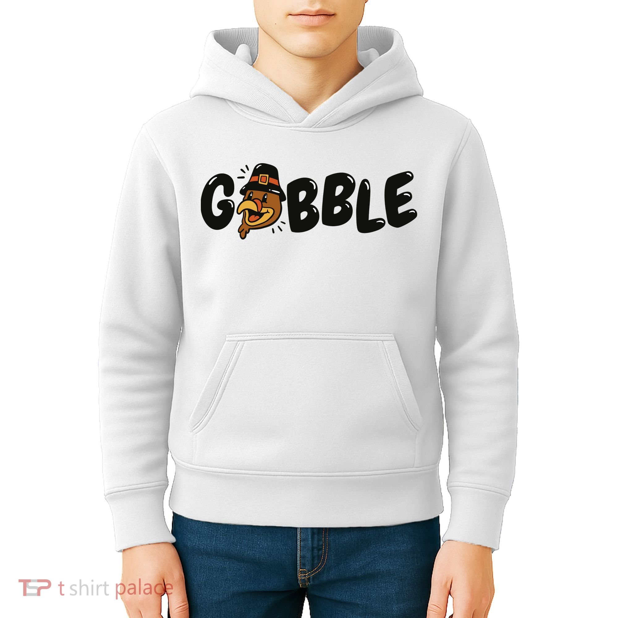 Gobble Turkey Thanksgiving Holiday Cute Kids Hoodie