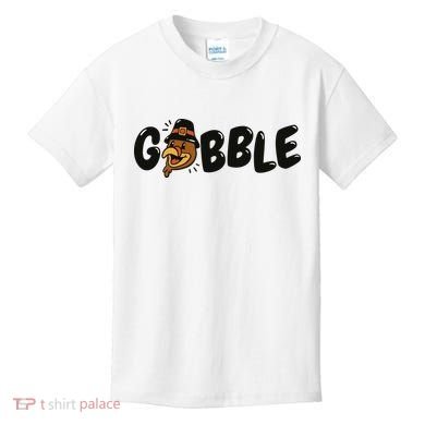 Gobble Turkey Thanksgiving Holiday Cute Kids T-Shirt
