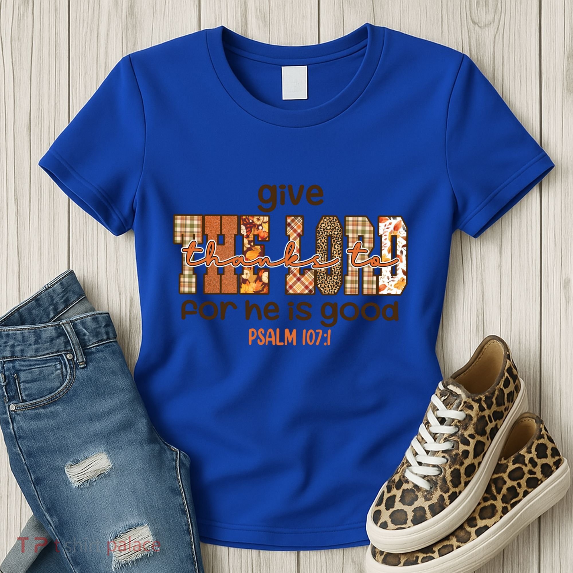 Give Thanks To The Lord Thanksgiving Leopart Vibes Autum Gift Women's T-Shirt