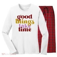 Good Things Take Time Positive Women's Long Sleeve Flannel Pajama Set  thumb 0