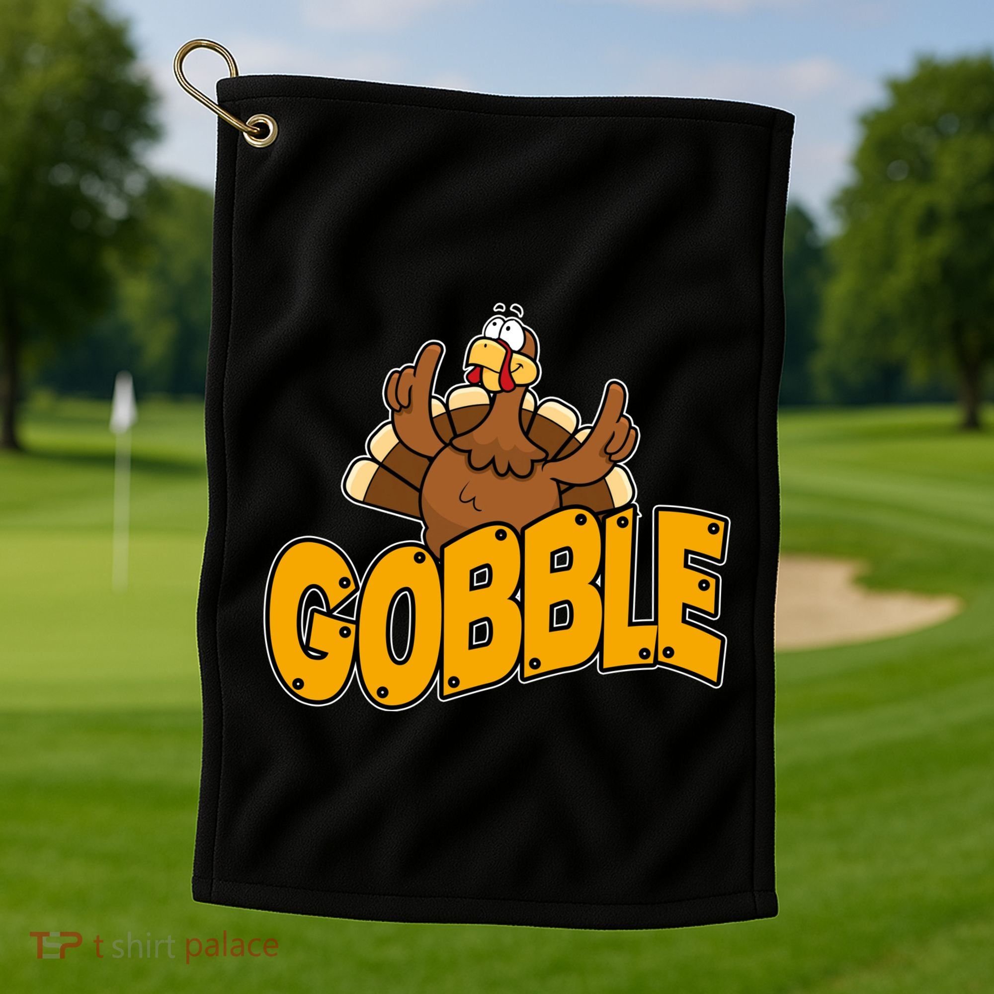 Gobble Turkey Thanksgiving Holiday Golf Towel