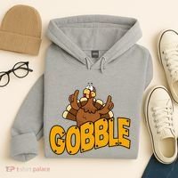 Gobble Turkey Thanksgiving Holiday Hoodie thumb 4