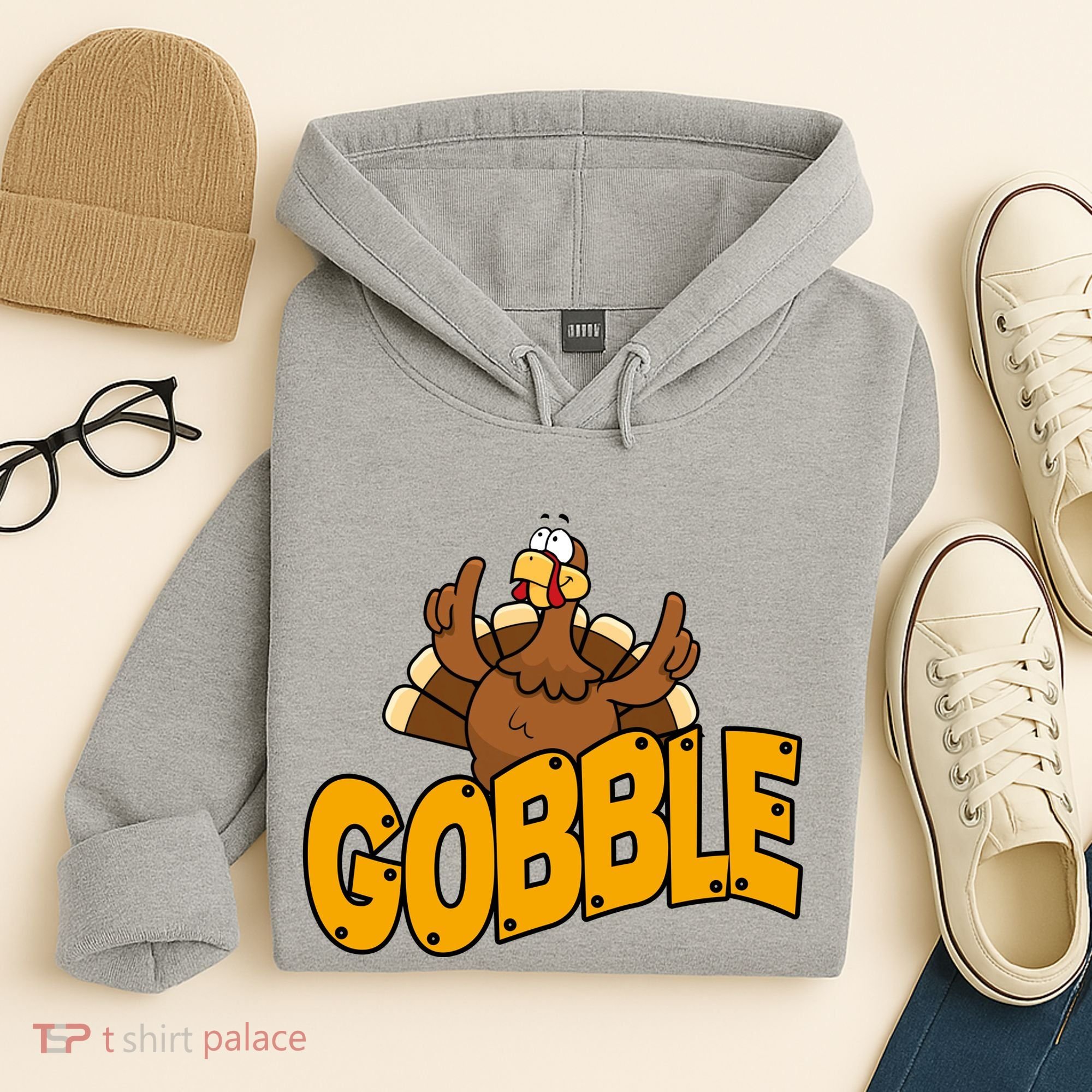 Gobble Turkey Thanksgiving Holiday Hoodie
