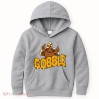 Gobble Turkey Thanksgiving Holiday Kids Hoodie thumb 0