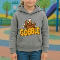 Gobble Turkey Thanksgiving Holiday Kids Hoodie thumb 3