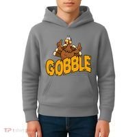 Gobble Turkey Thanksgiving Holiday Kids Hoodie thumb 4