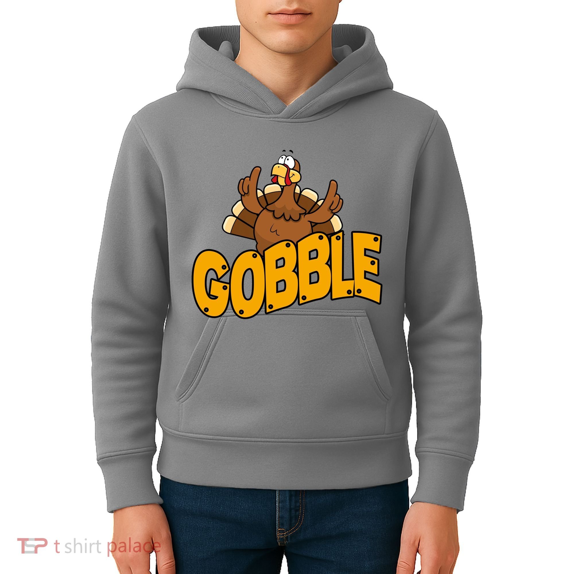 Gobble Turkey Thanksgiving Holiday Kids Hoodie